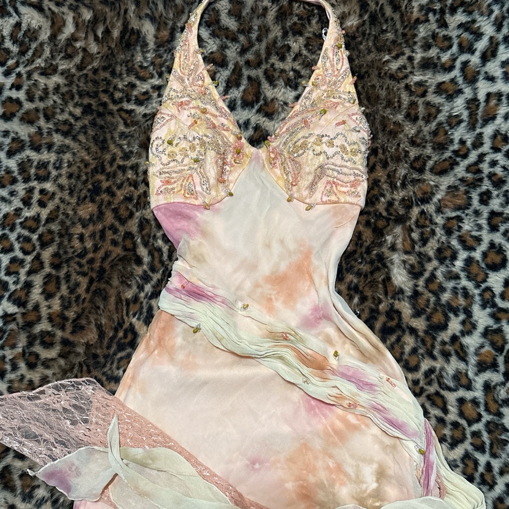 Vintage Pink and Cream Mini Dress